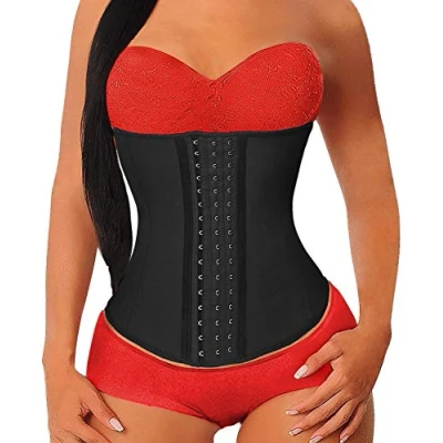 Immagine di YIANNA Donna Corsetto Stringivita Modellante Pancera Contenitiva Bustino Snellente Intimo Pancia Piatta Fascia Latex Waist Trainer Nero 1210 3XL