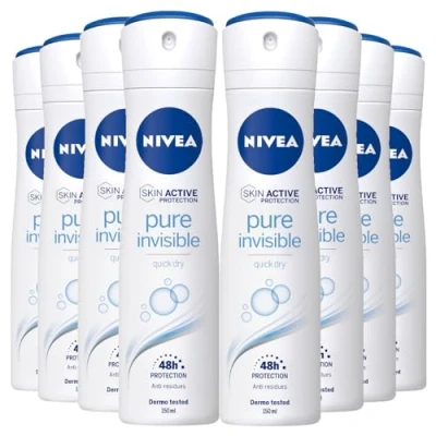 Immagine di Nivea Pure Invisible Original Deodorante Spray Antitraspirante 48h Protezione Pelle Fresca e Libera Non Lascia Residui 8 Flaconi da 150ml