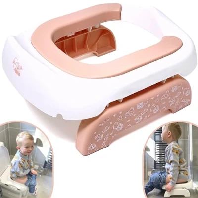 Immagine di Vasino da viaggio Pote Plus, parte della pluripremiata gamma sedile WC portatile imbottito in morbido poliuretano Include 5 fodere usa e getta Safari