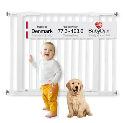 Immagine di BabyDan Swing Shut Cancelletto di Sicurezza, Montaggio a Pressione, per Aperture Da 77.3 103.6 cm, Bambini, Bianco