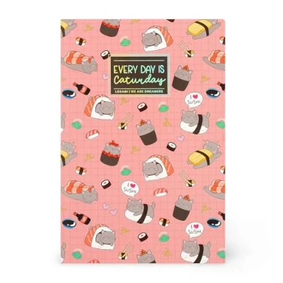 Immagine di Legami Quaderno a Righe 7 mm, Sushi Cat, Formato B5, Large, in Carta FSC Certificata, 100 Pagine, Rilegatura Punto Singer, 18.5 x 24.8 cm
