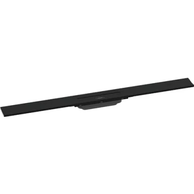 Immagine di hansgrohe RainDrain Flex set di canalina doccia accorciabile, canale drenaggio 900 mm, scarico a pavimento per montaggio filo muro, nero opaco