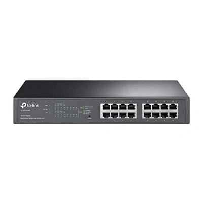 Immagine di TP Link PoE Switch 16 Port Gigabit, 8 802.3af/at PoE+ ports up to 30 W for each and 150 all ports, Metal Casing, IGMP Snooping, Mirroring, VLAN (TL SG1016PE)