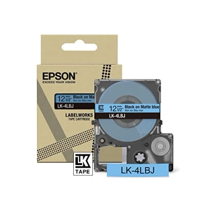 Immagine di Epson LabelWorks LK 4LBJ Cartuccia a nastro per etichettatura compatibile con LW C610 e C410 Blu Opaco/Nero 12mm