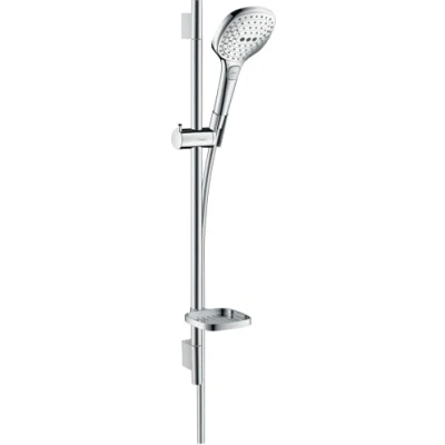 Immagine di hansgrohe Raindance Select e Set doccia 120 3 getti con asta 65 cm portasapone, bianco/cromo, 26620400