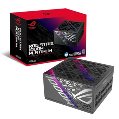 Immagine di ASUS ROG STRIX 1000P Gaming, Alimentatore Modulare per PC, 1000W di Potenza, PCle Gen 5.0, 80 Plus Titanium, Standard ATX 3.1, Ventola con Doppio Cuscinetto a Sfera, Nero, GAMING