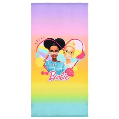 Immagine di CARTOON Telo mare Barbie in microfibra di poliestere asciugamano per bambini 240 gsm dimensione 70 x 140 cm spiaggia piscina