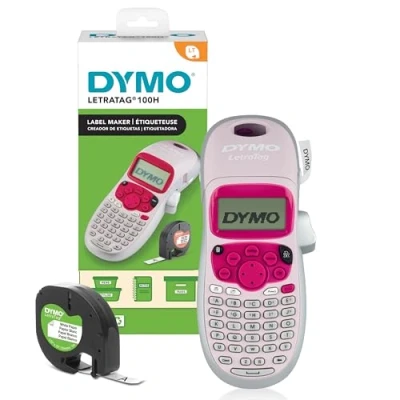Immagine di Dymo LetraTag LT 100T etichettatrice Macchina palmare Tastiera ABC/Display LCD a 13 caratteri Ideale per casa o ufficio Rosa
