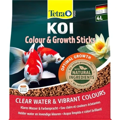 Immagine di Tetra Pond Koi Sticks Colour &amp; Growth Fodera per colori naturali e una crescita sana di pesci più grandi, sacchetto da 4 l