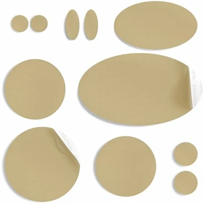 Immagine di aZengear Toppe per riparazione piumini Tessuto in nylon pre tagliato, autoadesivo, morbido, impermeabile, resistente agli strappi fissare i fori nei vestiti, sacchi a pelo (11 pezzi, Beige)
