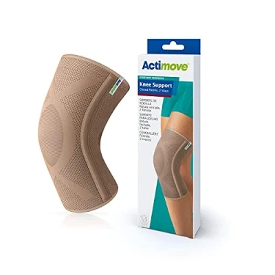 Immagine di Actimove EVERYDAY SUPPORTS Ginocchiera con rotula chiusa, 2 barre di stabilizzazione, compressione fissa, in caso sovraccarico e dolore cronico al ginocchio, beige, extra large