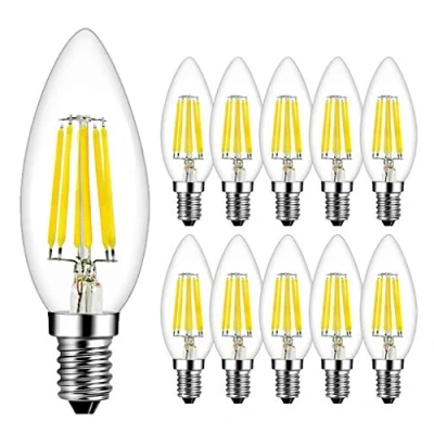 Immagine di RANBOO Lampadine Filamento C35 Lampadina LED Candela E14 6W Equivalenti a 60W 600LM Bianca Fredda 6500K AC 220 240V Fiamma Forma Non Dimmerabile 10 Pezzi