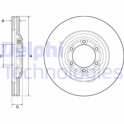 Immagine di DELPHI BG4697C Disco freno 300 27 6 ventilato rivestito non trattato senza cuscinetto ruota, anello sensore ABS ISUZU: D Max II Pick up