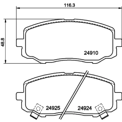 Immagine di HELLA 8DB 355 014 901 Kit pastiglie freno con segnalatore acustico usura HYUNDAI: i20 II Hatchback, I i10