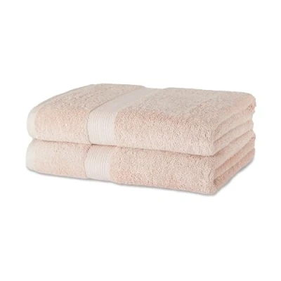 Immagine di Amazon Basics Asciugamano da bagno in cotone biologico, resistenti allo sbiadimento, Confezione 2, 76 x 137 cm, Rosa Blush