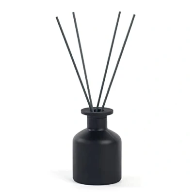 Immagine di 1 boccetta vuota in vetro da 150 ml, diffusore per aromaterapia, mini vaso, contenitore profumo, accessorio fai te, set di bastoncini diffusori ricambio (nero)