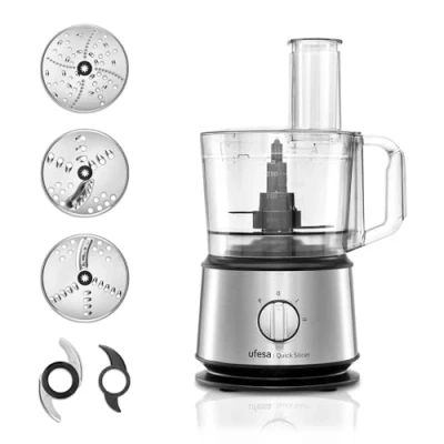 Immagine di Ufesa Quick Slicer Tritatutto da Cucina Elettrico, Robot Multifunzione 10 in 1, 1200W, 1.5 L, Corpo Acciaio Inox, Accessori Inclusi
