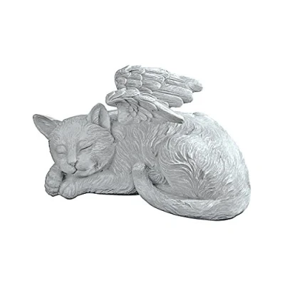 Immagine di Design Toscano Gatto angelo Memoriale per animali Lapide tombale Statua tributo, poliresina, finitura color pietra, 25,5 cm