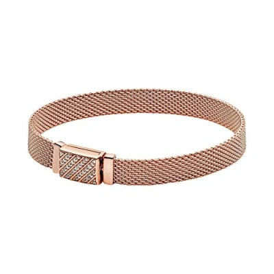 Immagine di PANDORA Reflexions Bracciale con chiusura lunga e pavé placcato in oro rosa 14 carati zirconi cubici trasparenti, 15