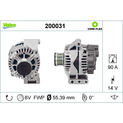 Immagine di VALEO 200031 Alternatore 14V 90A OPEL: Astra H Hatchback, Caravan, Corsa C FIAT: Grande Punto Panda II Hatchback