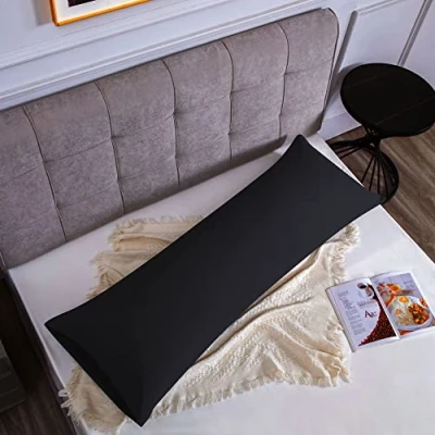 Immagine di Federe Cuscini Letto Matrimoniale Cotone 45x135 cm 1 PCS, Certificato Oeko TEX in Premium 110GSM, Morbida e Traspirante, Ipoallergenica Nero