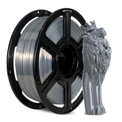Immagine di FLASHFORGE filamento per stampante 3D, di seta 1,75 mm, bobina da 1 kg, precisione misurazione +/ 0,02 mm 3D FDM, struttura in e lucentezza ultra elevata (argento)