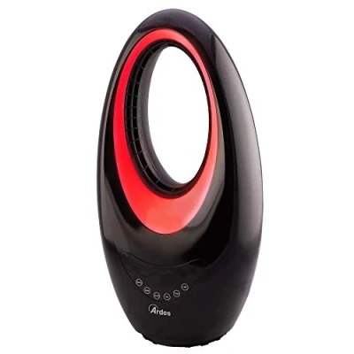 Immagine di Ardes AR4BL1 Sauron Bladeless Termoventilatore Ceramico Oscillante Senza Pale con Telecomando, Luce Notturna Led e Timer, 2000 w, Nero