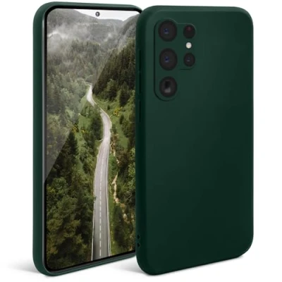 Immagine di Moozy Minimalist Series, cover per Samsung s22 ultra, Custodia Cellulare in Silicone, Finitura Opaca, Sottile e Morbida TPU Verde Scuro