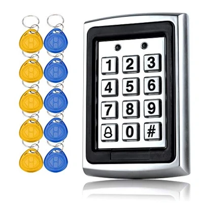 Immagine di YAVIS tastiera apriporta di controllo accesso RFID in metallo 125KHz lettore schede, standalone singola porta sistema all&#039;entrata Wiegand 26 +10 portachiavi