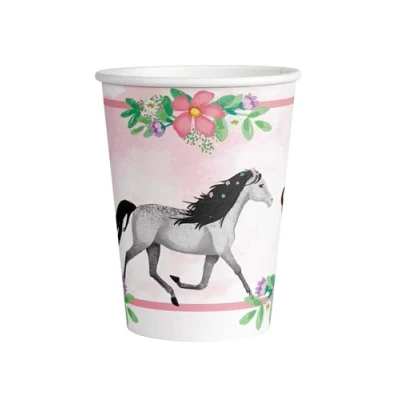 Immagine di amscan Beautiful Horses, 9909875 66, 8 Pezzi, capacità 250 ml, Cavalli, Carta, Bicchieri per Feste, stoviglie USA e Getta, Compleanni di Bambini, Multicolore