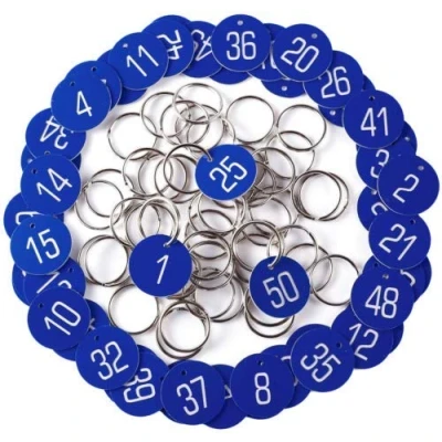 Immagine di Sourcemall, targhette in plastica con numero identificativo e anello portachiavi (1 50, blu)