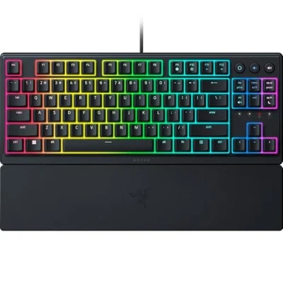 Immagine di Razer Ornata V3 Tenkeyless Tastiera da Gioco Compatta a Basso Profilo (Interruttori Membrana Mecha, Copri TastiUV, Tasti Multimediali Retroilluminati, Poggiapolsi Soft Touch) Layout USA, Nero