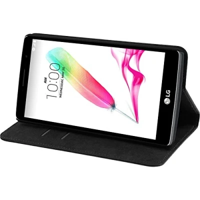 Immagine di PhoneNatic Copertura di Cuoio Artificiale Compatibile con LG G4 Stylus Bookstyle Nero Cover + Pellicola Protettiva
