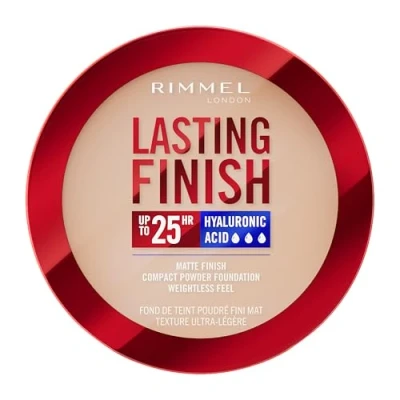 Immagine di Rimmel Lasting Finish, 002 Pearl, Fondotinta Compatto, Finish Soft Focus, opaco, Coprenza totale, SPF20, Formula vegana, 7 g