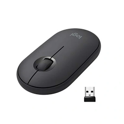 Immagine di Logitech Pebble mouse wireless con Bluetooth o ricevitore da 2,4 GHz, sottile per computer clic silenziosi, Laptop/Notebook/iPad/PC/Mac/Chromebook Nero