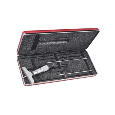 Immagine di Starrett 440MZ 75RL Micrometro di profondità, intervallo 0 75 mm, lunghezza base 63,5 3 dimensioni impostabili, vite a cricchetto, dado bloccaggio ad anello