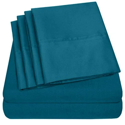 Immagine di Queen Sheets Set di lenzuola per letto matrimoniale, 6 pezzi, collezione Supreme Collection, in microfibra spazzolata fine, con tasca profonda, 2 federe extra, grande valore,