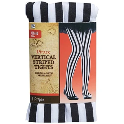 Immagine di amscan Black And White Vertical Stripe Collant Bambino, Colore Nero/Bianco, 9&quot; x 4&quot;, 846589