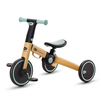 Immagine di Kinderkraft Triciclo 3in1 4TRIKE, Mini bici, Carrello, Sella regolabile, Pieghevole, da 12 mesi a 5 anni, Giallo+Blu