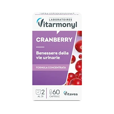 Immagine di VITARMONYL CRANBERRY Integratore alimentare per il benessere delle vie urinarie A base di mirtillo rosso, ricco in proantocianidine 60 capsule 20,1 g, 20.1 grammo, 1