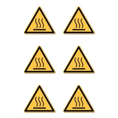 Immagine di Avviso di superficie calde: W017 DIN EN ISO 7010 / ASR A1.3 Adesivo: Ø 5 cm, 6 pezzi