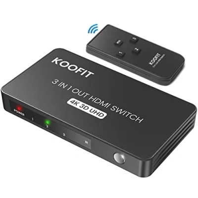 Immagine di Switch HDMI 4K@60Hz, KOOFIT Sdoppiatore 3 In 1 Out Automatico Splitter con Telecomando, Porte Supporta 4K 3D UHD HDR per PS5 PS4 PS3 Xbox Blu ray Fire Stick Apple TV