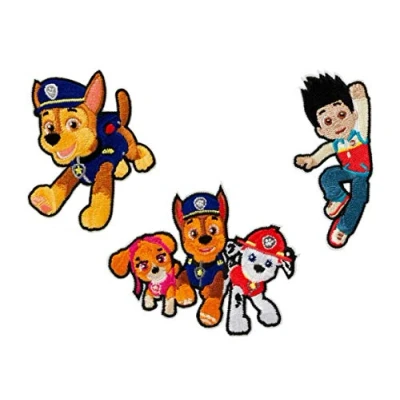 Immagine di Mono Quick Paw Patrol, set di 3 immagini termoadesive, per bambini, ragazzi e ragazze, toppe in poliestere, multicolore, 8 cm, pezzi