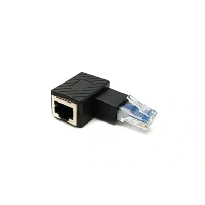 Immagine di System S adattatore LAN RJ45 maschio a femmina angolare Ethernet cavo nero
