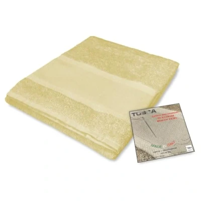 Immagine di Tex family Set Asciugamani Bagno Tosca © in Spugna di Cotone 100% da Ricamare Punto Croce 1+1 Viso e Ospite Giallo