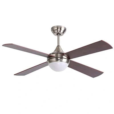 Immagine di Ovlaim 122cm Ventilatore da soffitto marrone con luci e telecomando, motore reversibile silenzioso, temperature LED tricolori, 4 pale moderno per interni
