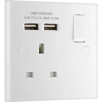 Immagine di BG Electrical fbs21u2g presa singola da 2,1 A Masterplug con 2 x USB