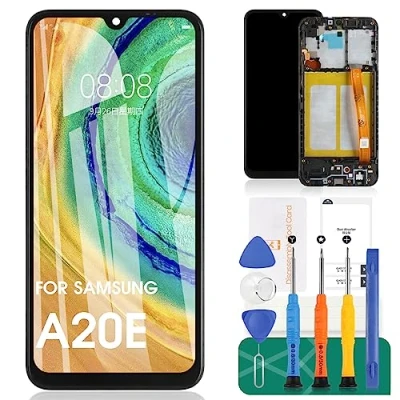 Immagine di Per lo schermo LCD di Samsung Galaxy A20e la sostituzione dello SM A202F Kit riparazione (nero con telaio)