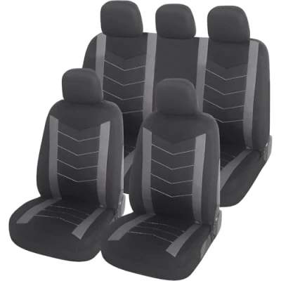 Immagine di Upgrade4cars Coprisedili Auto Universale Nero Grigio Set Copri sedile Universali per Anteriori e Posteriori