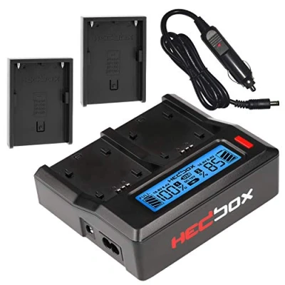 Immagine di Hedbox RP DC50/DBPU Caricabatteria doppio LCD per batteria Sony BP U30, U60, U90, e HED BP75D, BP95D